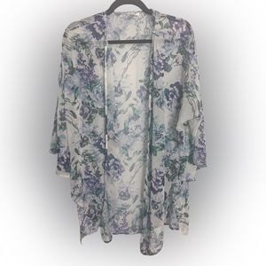 Pink Blush Sheer Floral Kimono | XL | Cover Up